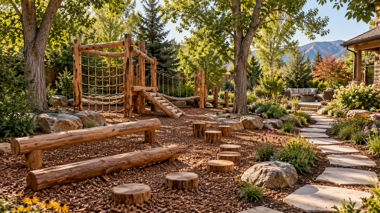 AI concept of a natural family adventure garden
